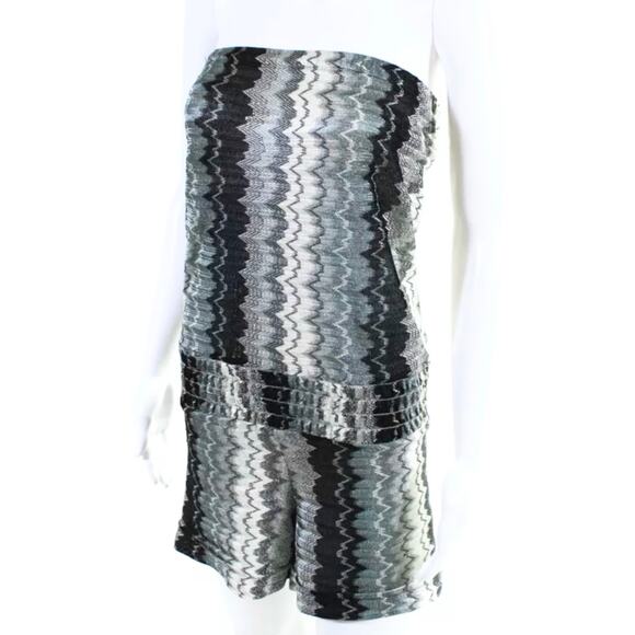 Karina Grimaldi Chevron Zig Zag Pull On Romper S Black Gray - Picture 3 of 6
